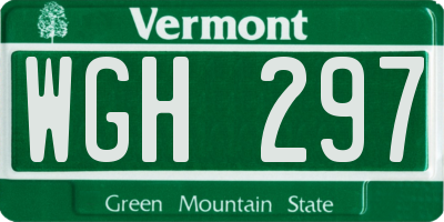 VT license plate WGH297