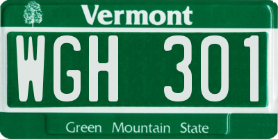 VT license plate WGH301
