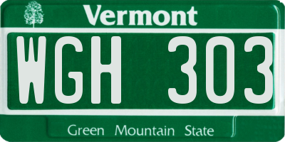 VT license plate WGH303