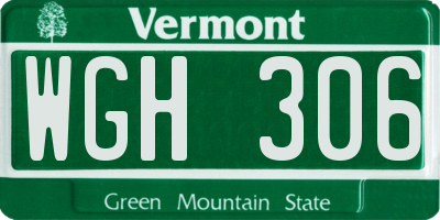 VT license plate WGH306