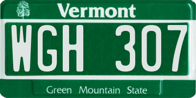 VT license plate WGH307