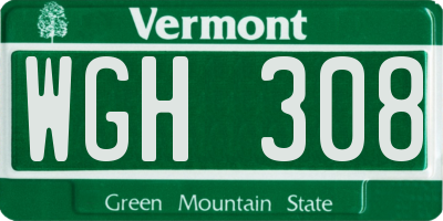 VT license plate WGH308