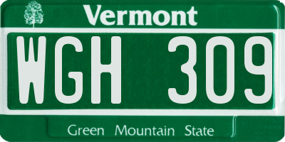 VT license plate WGH309