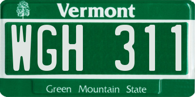 VT license plate WGH311