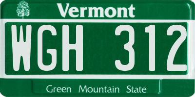 VT license plate WGH312