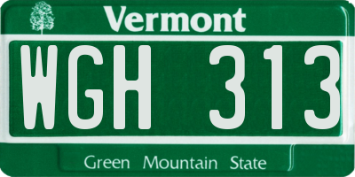 VT license plate WGH313