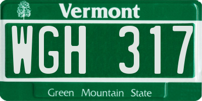 VT license plate WGH317