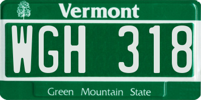 VT license plate WGH318
