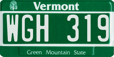 VT license plate WGH319