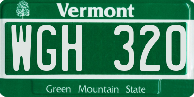 VT license plate WGH320
