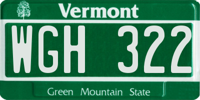 VT license plate WGH322