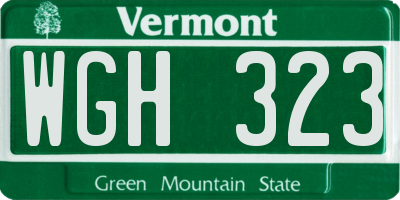 VT license plate WGH323