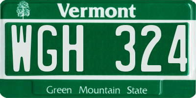 VT license plate WGH324