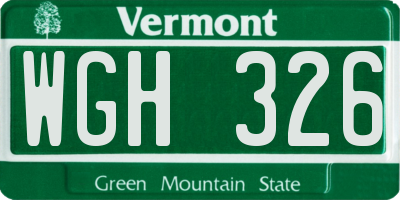 VT license plate WGH326