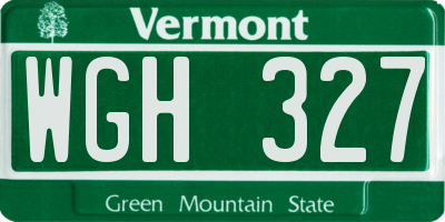 VT license plate WGH327