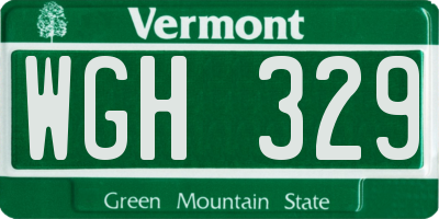 VT license plate WGH329