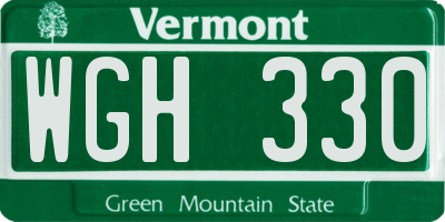 VT license plate WGH330