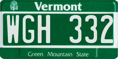 VT license plate WGH332