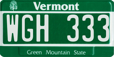 VT license plate WGH333