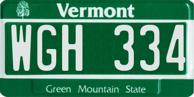 VT license plate WGH334