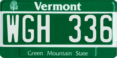 VT license plate WGH336