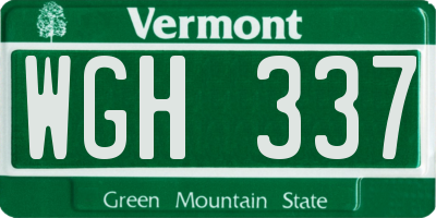 VT license plate WGH337