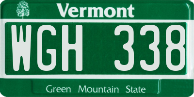 VT license plate WGH338