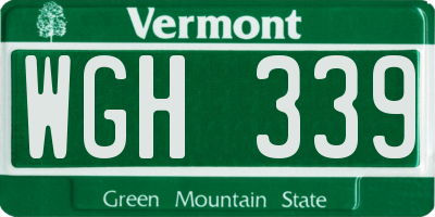 VT license plate WGH339