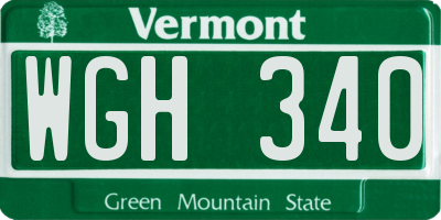 VT license plate WGH340