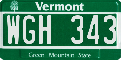 VT license plate WGH343