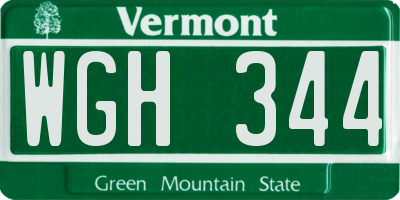 VT license plate WGH344