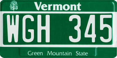 VT license plate WGH345
