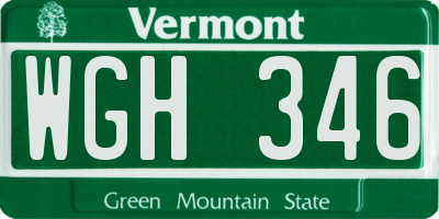VT license plate WGH346