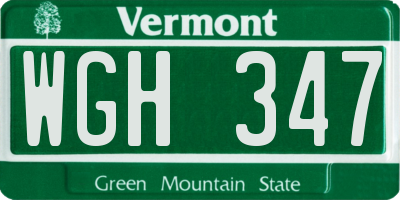 VT license plate WGH347