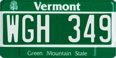 VT license plate WGH349