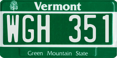 VT license plate WGH351