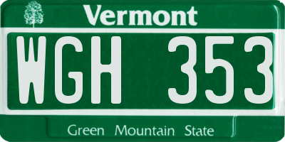 VT license plate WGH353