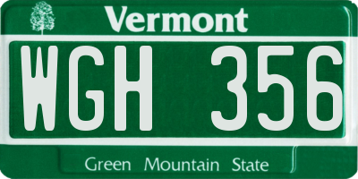 VT license plate WGH356