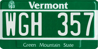 VT license plate WGH357