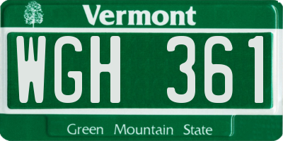VT license plate WGH361