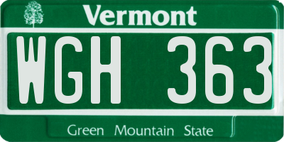 VT license plate WGH363