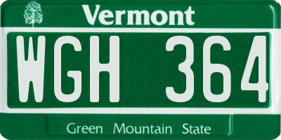 VT license plate WGH364