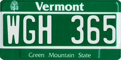 VT license plate WGH365