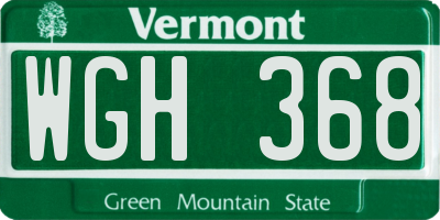 VT license plate WGH368