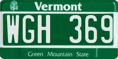VT license plate WGH369