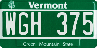 VT license plate WGH375