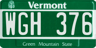 VT license plate WGH376