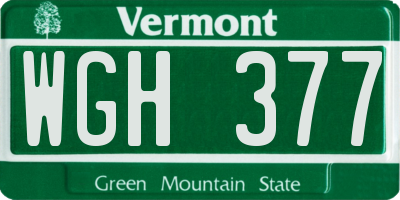 VT license plate WGH377