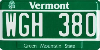 VT license plate WGH380