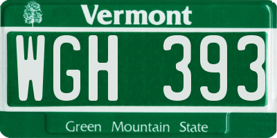VT license plate WGH393